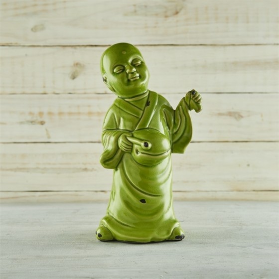 Figura Decorativa Ceramica  Budha Verde Tambor 33 x 15