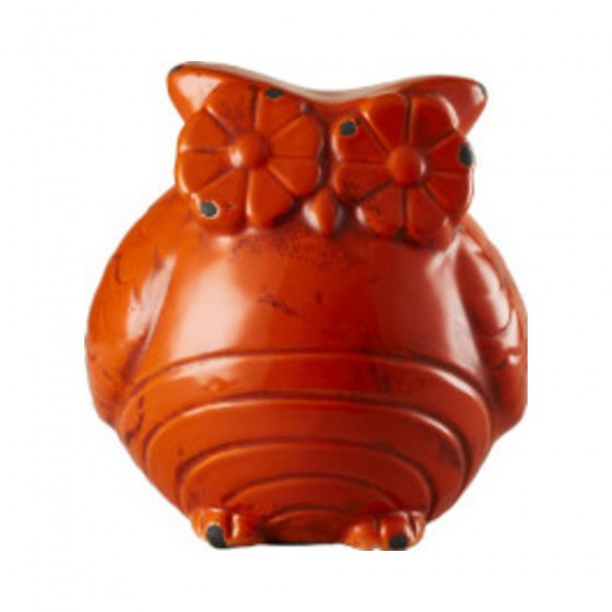 Figura Decorativa Lechuza  Ceramica Naranja 14 x 12