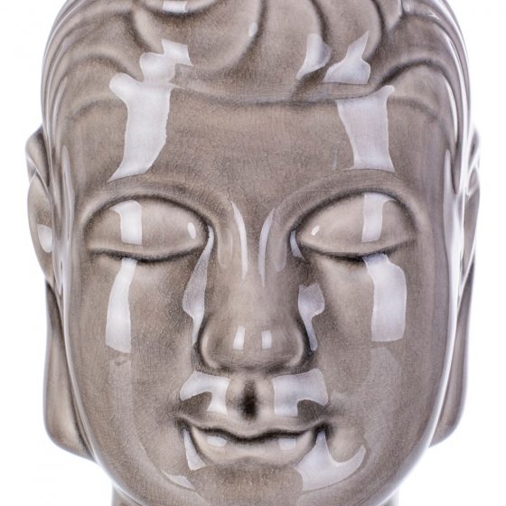 Cabeza De Budha Ceramica Gris 20 x 15