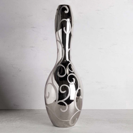 Jarron Plateado de Ceramica