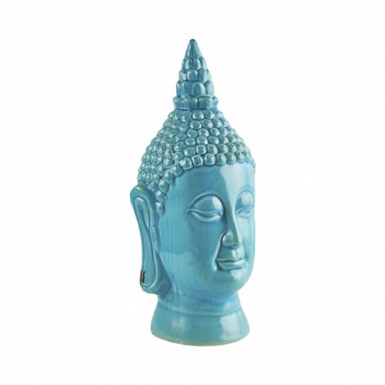 Cabeza De Budha Grande Ceramica Turquesa 43 x 15