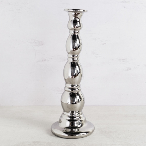 CANDELABRO CERAMICA PLATEADA